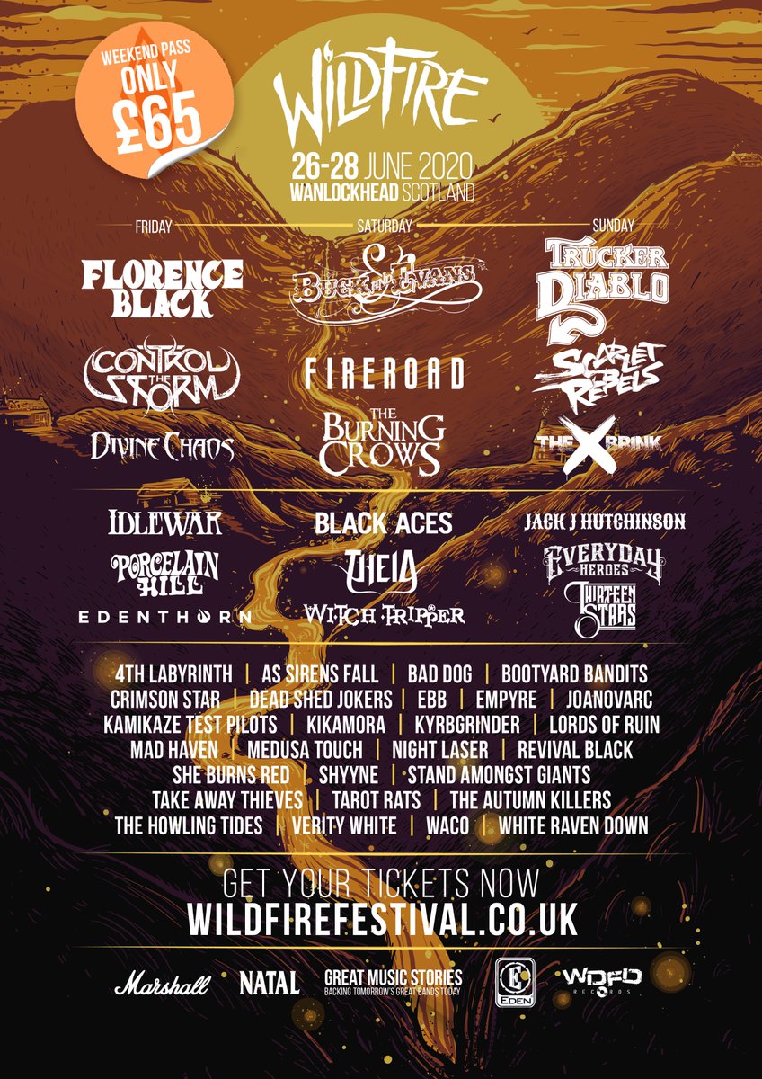 WildFireFestUK's tweet image. 2020 you say @BuckandEvans @IDLEWAR @PorcelainHIll @JackJHutchinson @florenceblackUK @devine_chaos @ScarletRebels @CTSmetal @fireroadrock @TheBurningCrows @TheBrinkBand @truckerdiablo @BlackAcesRock @THEIA_uk @13_Stars1 @EDHbandUK @WitchTripperUK @edenthornband @WildFireFestUK