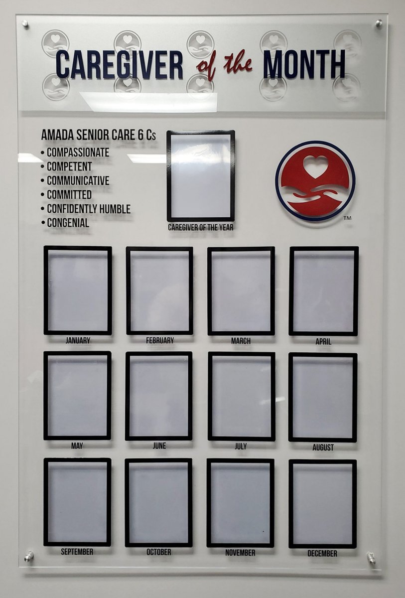 SignCraftInd's tweet photo. Talk about Employee Recognition!

Our friends at @AmadaSeniorCare will recognize the honorary “Caregiver of the Month” with his/her photo on the new custom acrylic sign with vinyl.

Have a similar project in mind?
Fill out the form here for a FREE quote:
https://t.co/GgtfTgDMc1 https://t.co/YkQ9Wtcf2s