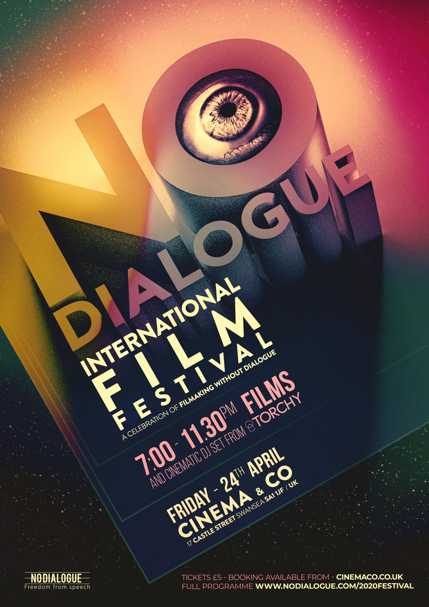 martipants's tweet photo. NO DIALOGUE Film Festival is back! Here is the poster I created for the event which takes place at Cinema &amp; Co on Friday 24th April...Find out more about the event here: https://t.co/NDIzbsnteU #poster #illustration #design #nodialogue #film #filmfestival #cinematic #swansea https://t.co/xArMTNCvcF