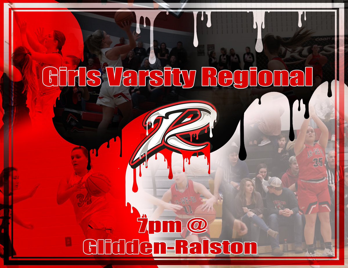 Girls first round regional game is tonight at 7 in Glidden. Make sure to go support and cheer them on! Go Rockets🚀🏀