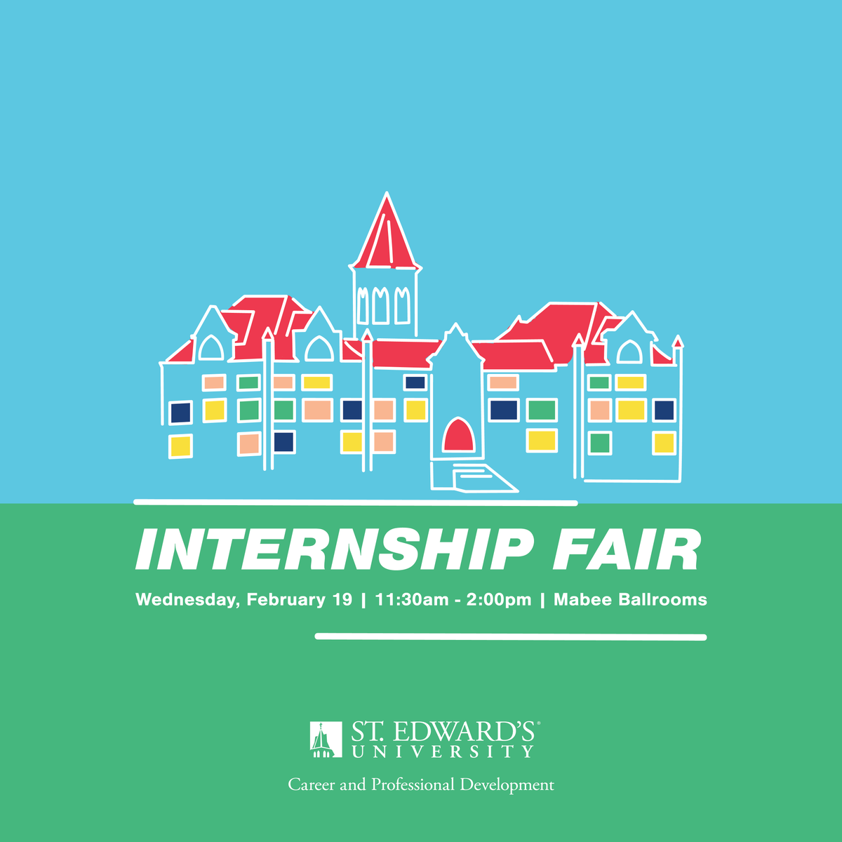 Just a reminder that Internship Fair is this Wednesday (2/19) from 11:30am-2:00pm!
