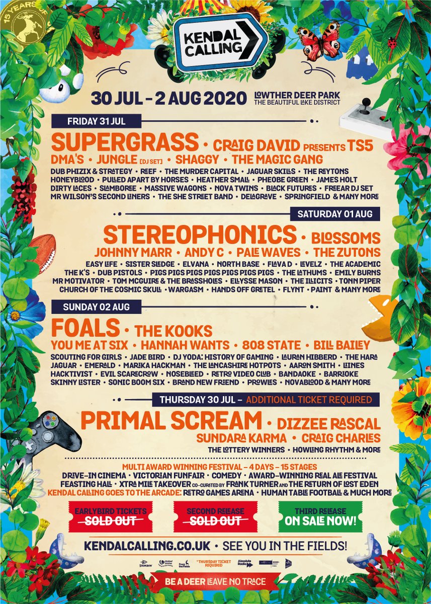 #KC20 Day Splits are here!
🎉 RT + TAG 3 PEOPLE WHO ARE JOINING YOU TO WIN 4 x VIP WEEKEND TICKETS + THURSDAY ENTRY! 🎉

Earlybird and second release tickets are SOLD OUT.
Third release tickets on sale now 👉 kendalcalling.co.uk