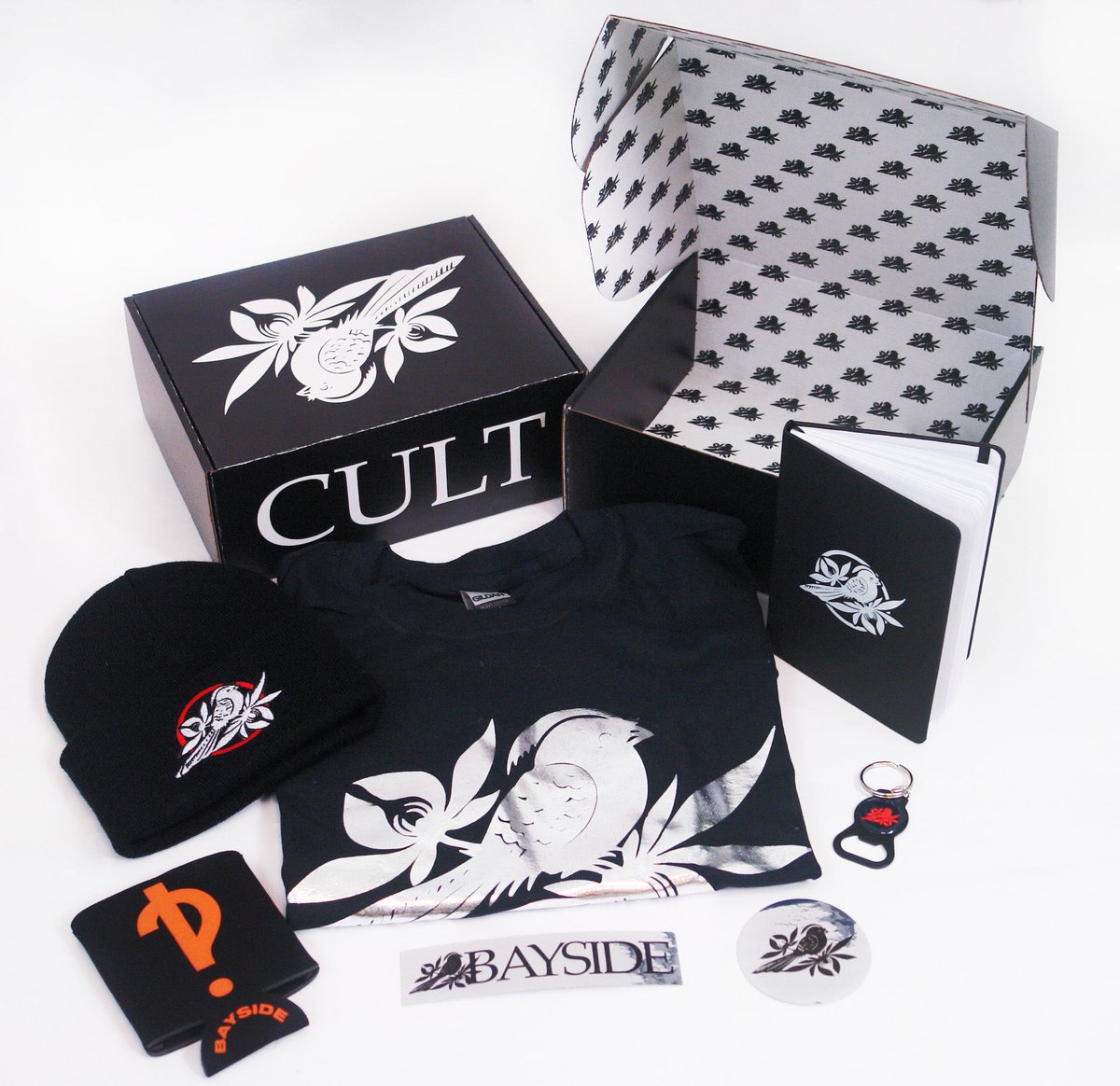 BaysideBand's tweet image. Retweet and tell us which #20YearsOfBadLuck show you’re coming out to and win a custom Bayside box, including:
- silver foil Bayside shirt
- Beanie
- hardcover journal
- keychain/bottle opener
- koozie
- stickers 
…and grab tickets/VIP to our tour at bayside.shofetti.com!