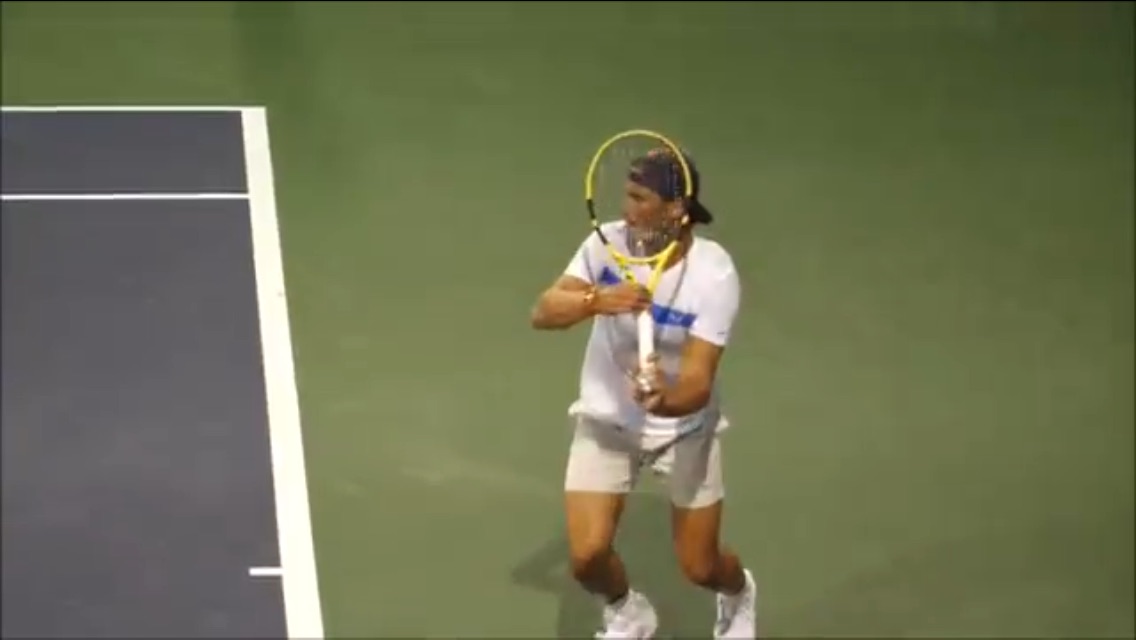 k.finally, you may have to reduce the takeback when using a lasso forehand as an aggressive /emergency shot.i prefer to begin with my regular high /looped takeback (— exactly as Rafa below), which adds some level of ‘disguise’. if you have any questions, please ask!