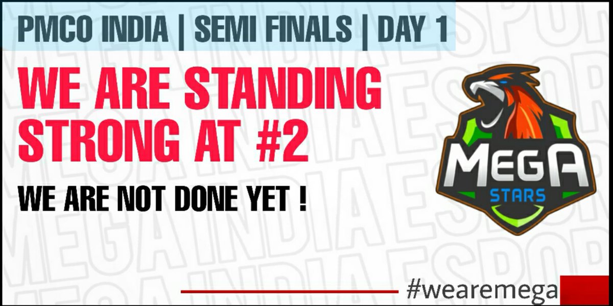 PMCO India Semi Finals Day 1.We are at second position with 16 kills and Total 47 Points . We took a chicken Dinner and here we are looking forward to give consist performance , and we will ....

<a href="/PUBGMOBILE/">PUBG MOBILE</a>  

#megastars #pubgmobileindia #PUBGMOBILE  #megaindiaesport #PMCO2020