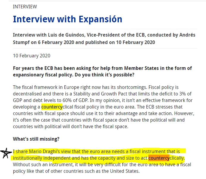 IOV_OWL's tweet photo. "Euro Area" needs a fiscal instrument that is institutionally independent and has the capacity and size to act countercyclically.

"In finance, an asset that tends to do well while the economy as a whole is doing poorly is referred to as countercyclical" 

https://t.co/G2GRztwJhR https://t.co/OyuARQOGbW