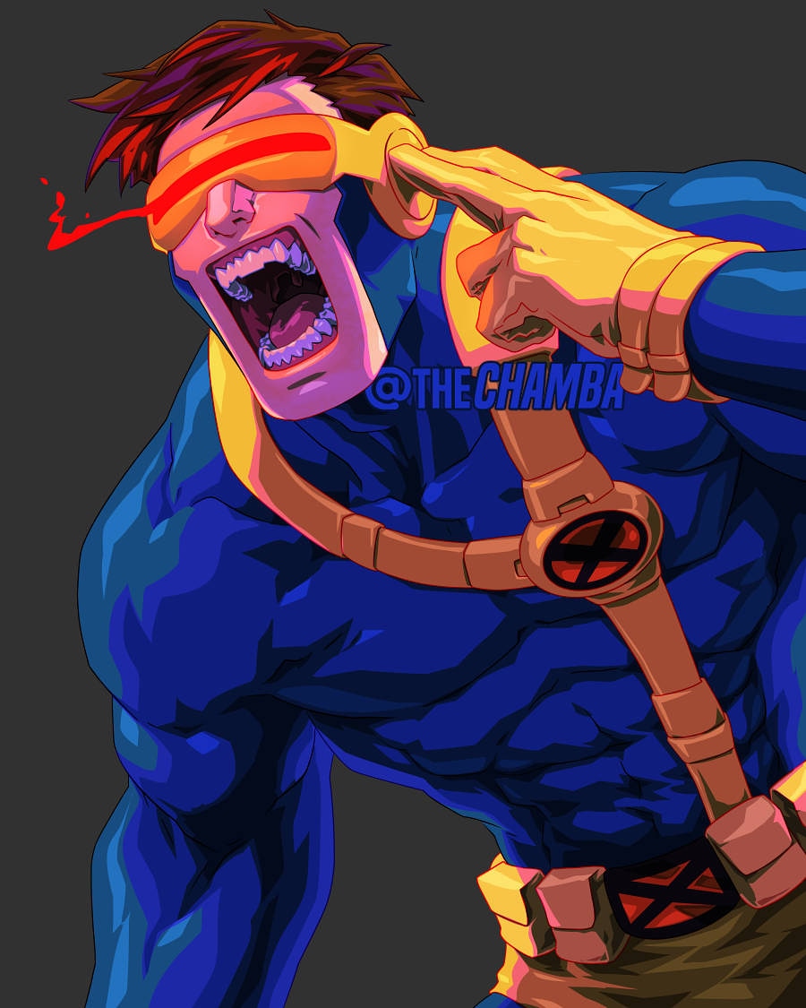 theCHAMBA's tweet photo. #Cyclops from a 2nd collab con print that will debut at @AmazingComicCon #Aloha next weekend between @vostalgic and I
4 characters each.
It's an homage layout of sorts.

Follow @vostalgic to see the full reveal in a few days
#ScottSummers 
#Chamba #jeffreyCHAMBAcruz
#Xmen #marvel https://t.co/94QgLHYDcz
