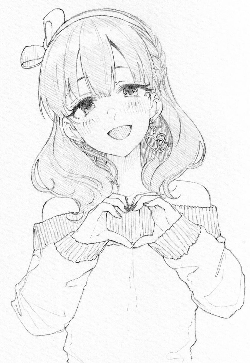 sakuma mayu 1girl heart monochrome solo greyscale heart earrings earrings  illustration images