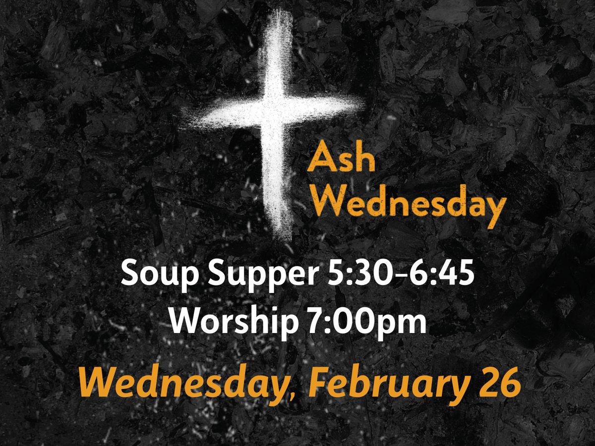 fvumc's tweet photo. On Wednesday, February 26, our congregation gathers for our family-friendly, multi-sensory Ash Wednesday worship at 7pm. This service is open to all!

Come and enjoy a soup supper with your church family any time from 5:30-6:45pm. 

Childcare availbile. https://t.co/9sr78gshUy