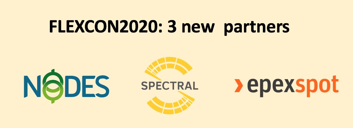 We are happy to announce 3 new partners for FLEXCON2020. As last year, NODES, EPEX and Spectral are teaming up with us. 

Tickets go fast, secure yours at eventbrite.com/e/flexcon2020-…

Updated website: bit.ly/FLEXCON2020 

#smartenergy #digitalgrid #smarthome #sustainability