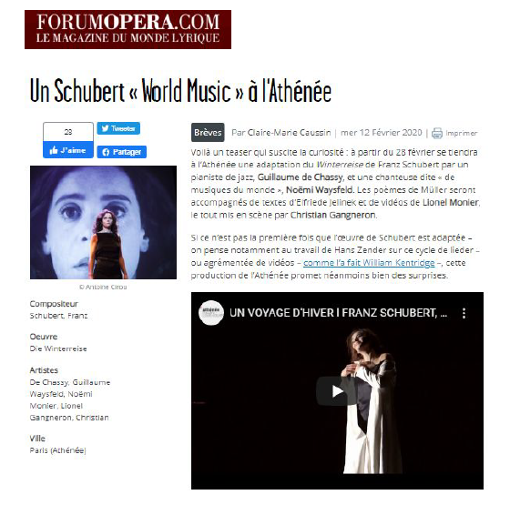 Avis aux curieux « Cette production de l’Athénée promet bien des surprises. » ✨
Merci <a href="/Forumopera/">Forumopera.com</a> 
@theatreathenee <a href="/klarthe/">Klarthe</a> 

#theatreathenee #klarthe #schubert #unvoyagedhiver #noemiwaysfeld #guillaumedechassy #theatre #Musique #lieder