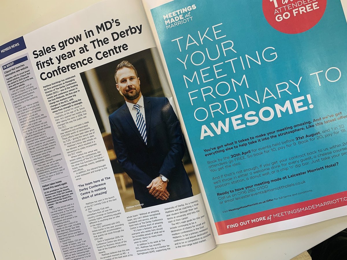 If you didn't manage to read the article on our MD's first year at the DCC, now you can read all about it in Business Network Magazine page 10! 

If you're not subscribed to Business Network you can read the article here: thederbyconferencecentre.com/11-growth-in-m…