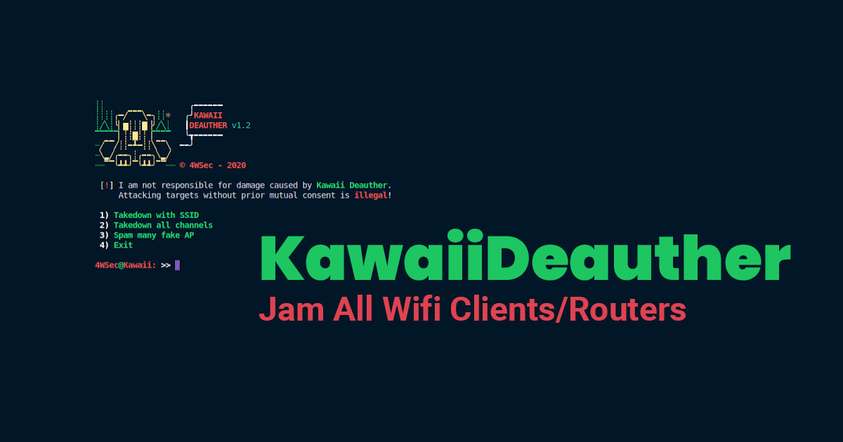 isoeh's tweet image. KawaiiDeauther - Jam All Wifi Clients/Routers
Know More About The Tool: isoeh.com/hacking-tool-K…
#hackingtools #learnethicalhacking #cybersecurity #KawaiiDeauther