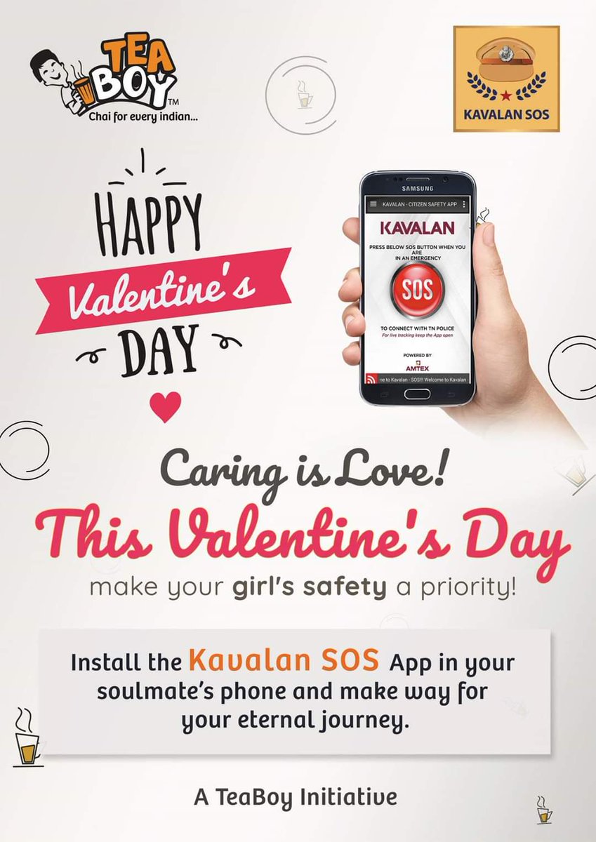 TeaBoyIndia's tweet photo. Gift Kavalan SOS App to Your Girl.

#teaboyindia #ValentinesDay #ValentinesDay2020 #valentines_day #LoversDay #KavalanSOSApp #TnpoliceforU #tnpolice https://t.co/D1BvIILnoY