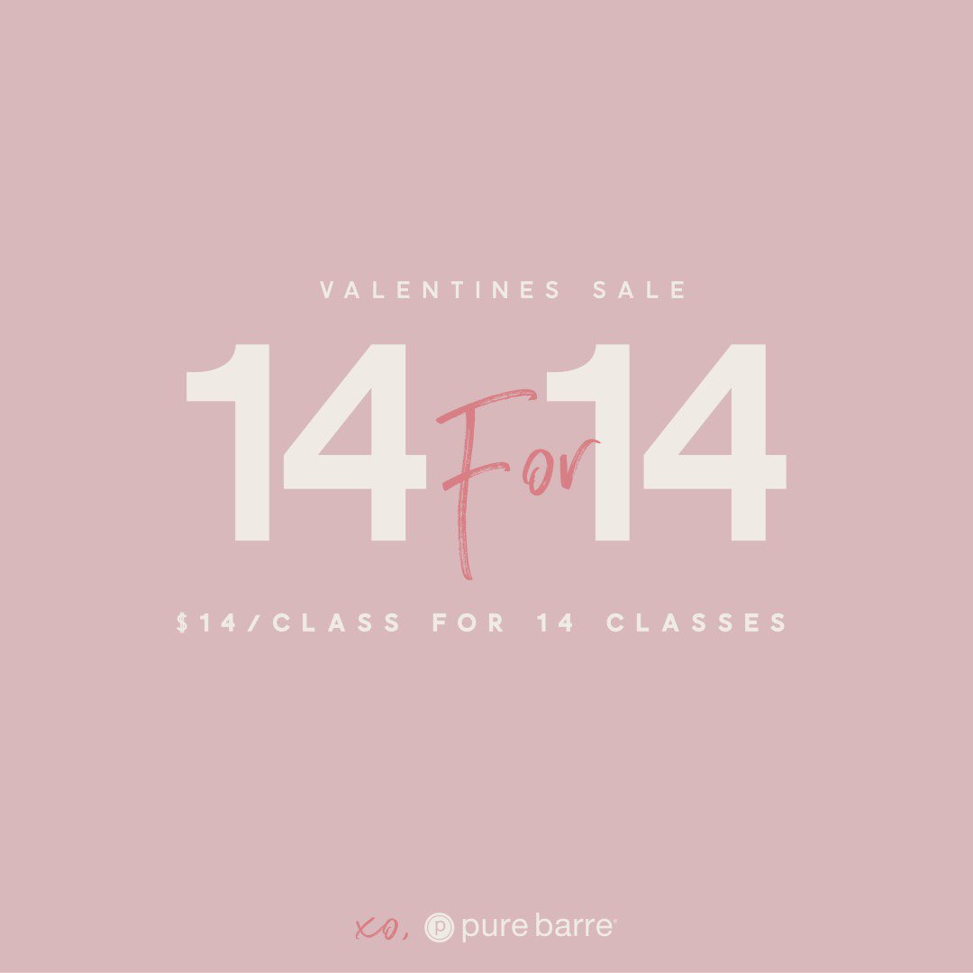 We are spreading the L O V E this Valentine’s Day with a sale! Enjoy 14 classes for just $14 each (that’s an $11 savings per class) now through Sunday. Link in profile to purchase. 14 classes expire 90 days from purchase date. All sales final.