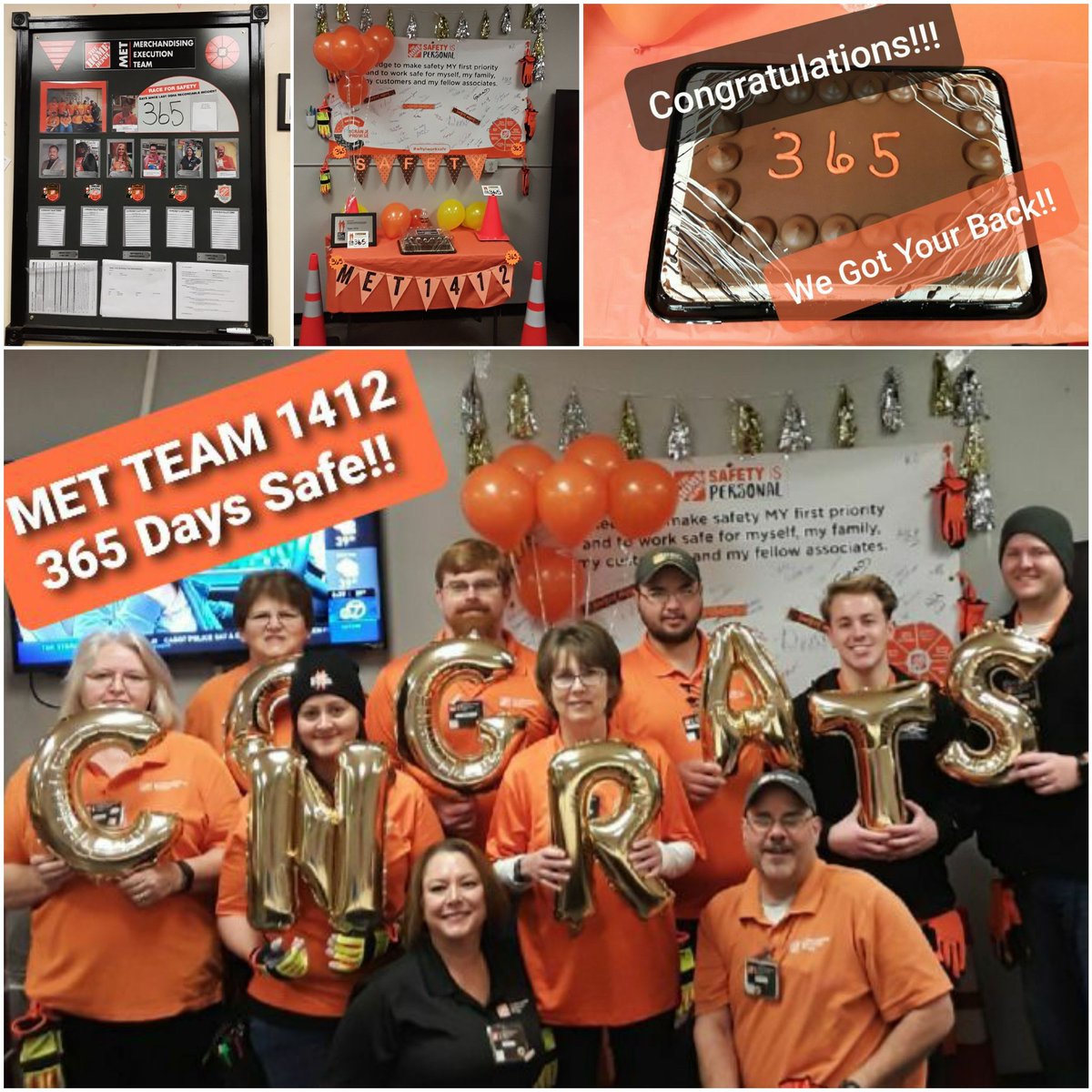 TanyaTHD's tweet image. The Amazing 1412 MET TEAM celebrating 365 Days safe! #gotyourback #whyweworksafe @CalvinM51489250 @DaveRebtoy