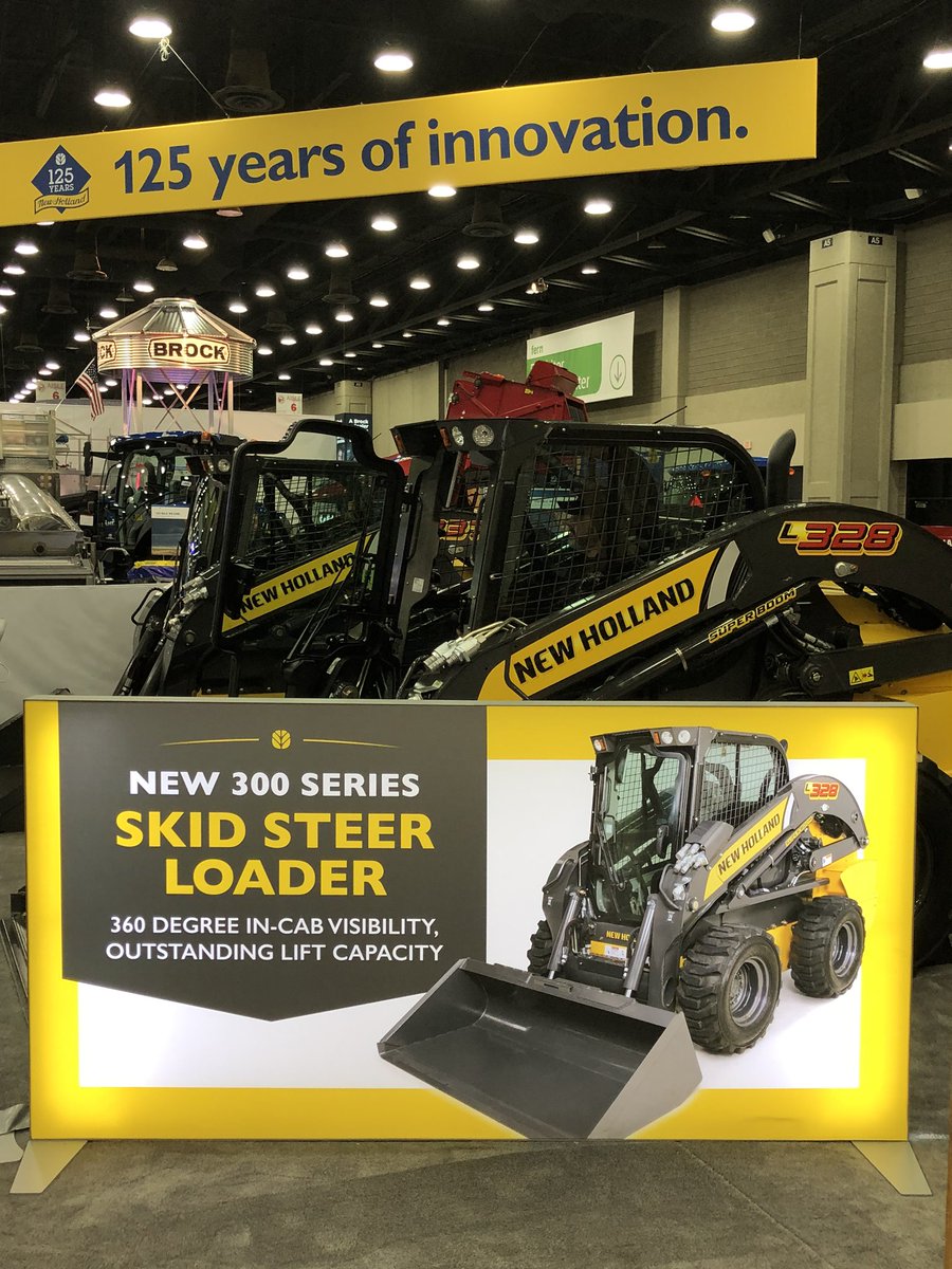 CornmanMichael's tweet photo. A #NFMS20 MUST SEE on @NHAgriculture lot while attending @KYNFMS - NEW 300 Series Skid Steer Loaders by New Holland. 360 degree in-cab visibility with backup camera and 8” display.  #newholland https://t.co/oIEkcfWSGr