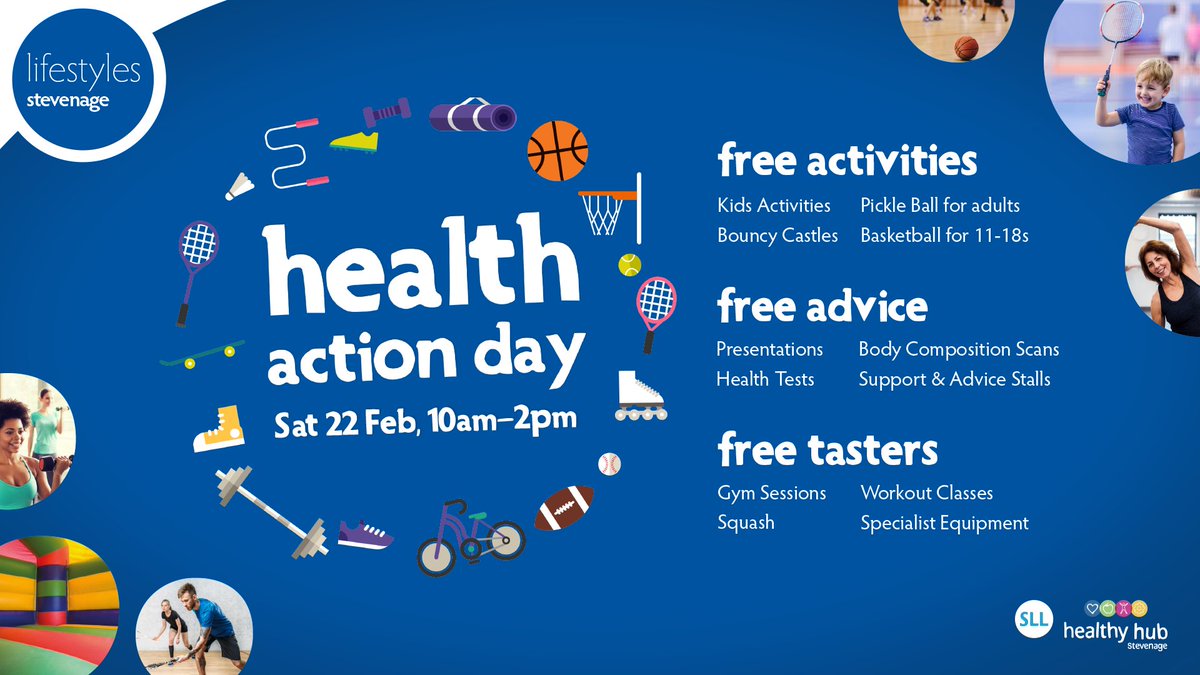 Head to @SLL_Lifestyles on Saturday 22 February for a jam packed Health Action Day 🏋️‍♀️🏃‍♀️🏸🏀

There's children's activities, basketball, health tests, gym sessions, workout classes plus lots more - and it's all FREE!