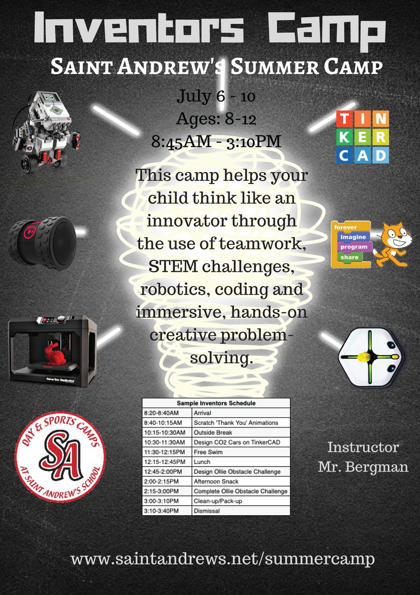 SAsummercamp's tweet photo. Are you looking a hands on robotics and coding camp for your child? Join us this summer for Inventors Camp this summer! 
https://t.co/cCDPqRivx1 https://t.co/QMGlPLCu9J