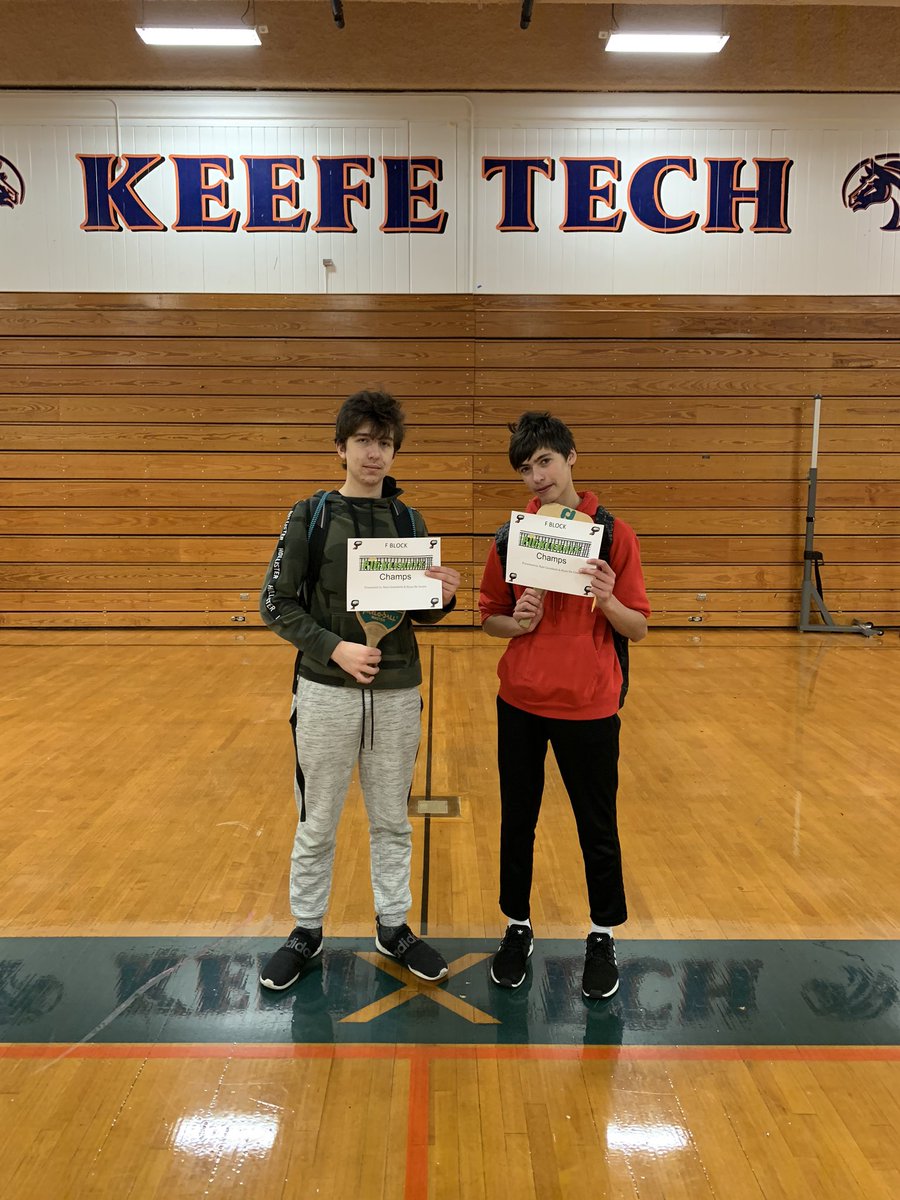 Congrats to F block pickleball champs Ryan De Souza and Nathan Giombetti! #Keefetech
