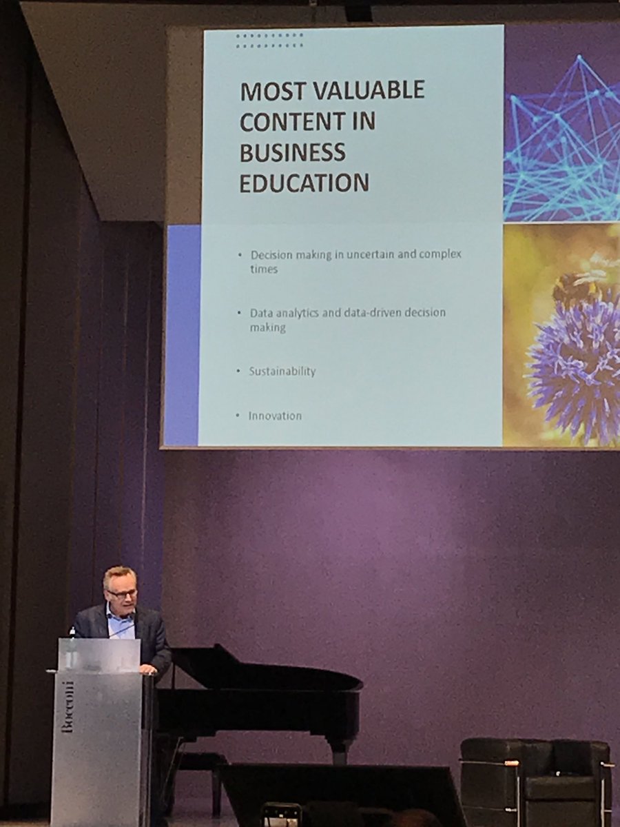 Survey data shows that what we need to provide students of the future with are skills in decision making in uncertain and complex times, data analytics and data-driven decision making, sustainability, and innovation, says Andrew Crisp to #EFMDdeans at EFMD Deans Conference