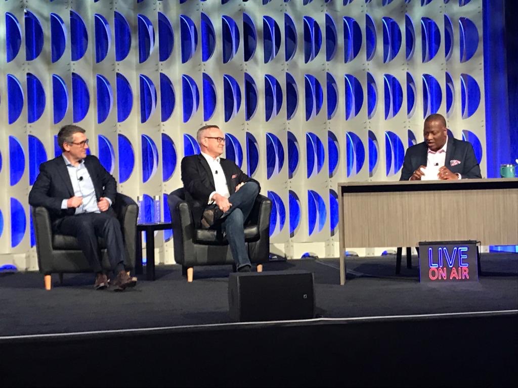 AdrMcDonald's tweet photo. Loved the ‘ Late Night ‘ with @BrianKReaves lunchtime show at @DellTech FRS kick off in Las Vegas, talking the ambitious #ProgressMadeReal 2030 social impact goals, and what we as a company needed to do today to achieve them #awesome #Purpose #TechnologyDrivesHumanProgress https://t.co/NELqzrvEgh