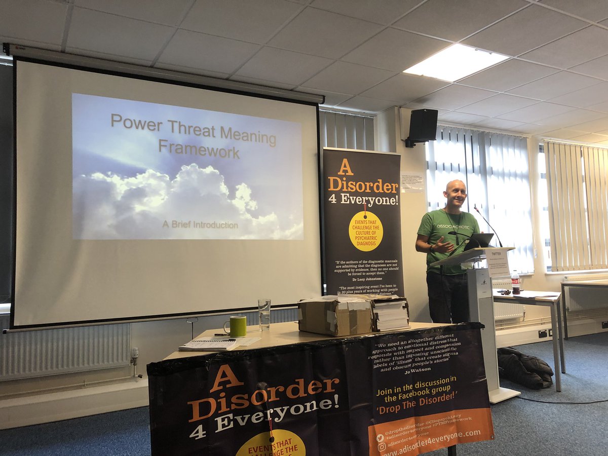 dropthedisorder's tweet image. We are all missing @ClinpsychLucy today but Matt @ReawakenA is doing a wonderful job of presenting the #PTMFramework at #Cornwall #adisorder4everyone  🧡