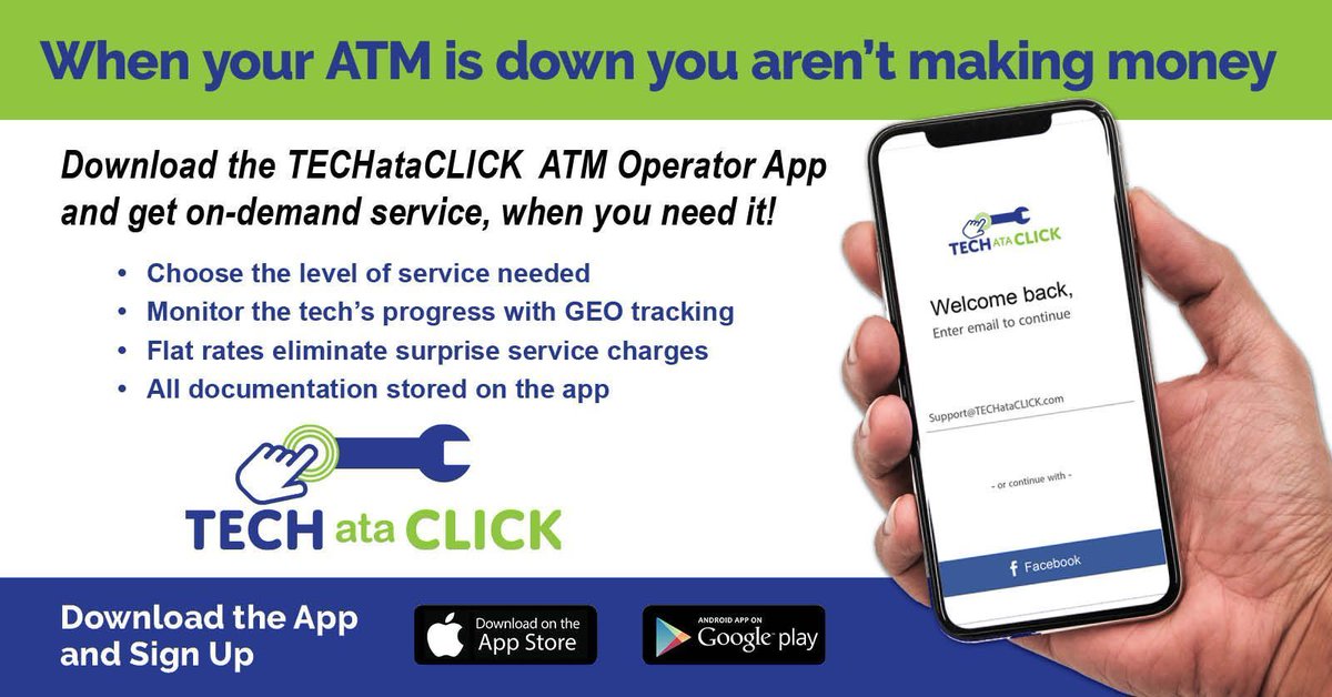 SamirKadi9's tweet photo. Introducing the #TEChataCLICK app: #ATM service on demand via your mobile phone. Visit our site https://t.co/wDMMwnmQ0p to learn more.
#atmservice #atmdeployers #atmindustry #atmia2020 https://t.co/MbVJl5avId