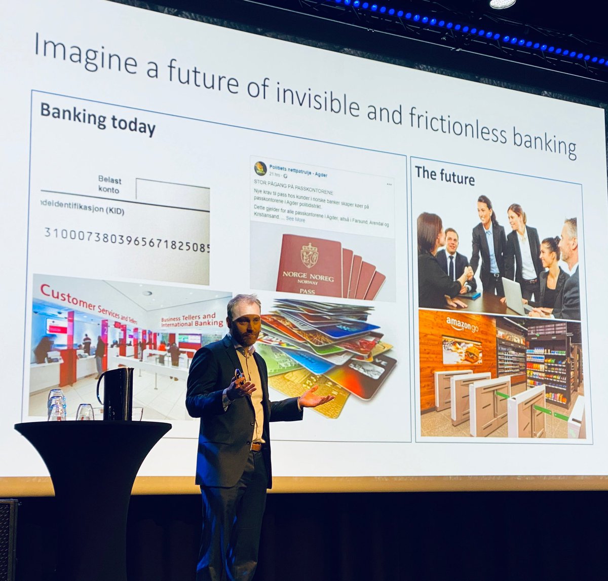 IKTNorge's tweet image. Halvor S. Lande, daglig leder i @aprila_bank , beskriver hvordan fremtidens banker vil være usynlige. #FutureBank2020 #InvisibleByDesign @IKTNorge @Finnor