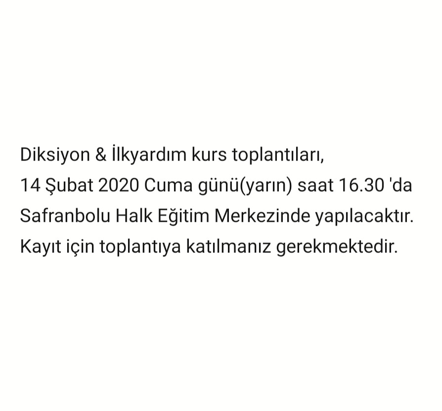Sakemorg's tweet photo. Diksiyon &amp; İlkyardım kurs toplantıları hakkında duyuru. https://t.co/bcXU8b0uRX