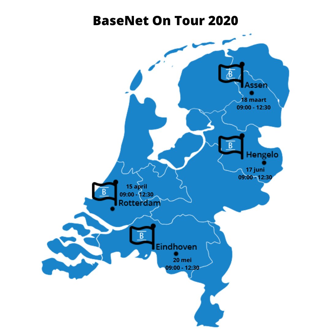 ❗Aanmelden voor BaseNet on Tour gratis kennissessie is gestart. 4 locaties bij u in de buurt. 

Bent u een nieuwe gebruiker of kan uw BaseNet-kennis een opfriscursus gebruiken? Meldt u dan nu aan voor de gewenste locatie via deze link: bit.ly/2SlPHbX 
Max. capaciteit 30