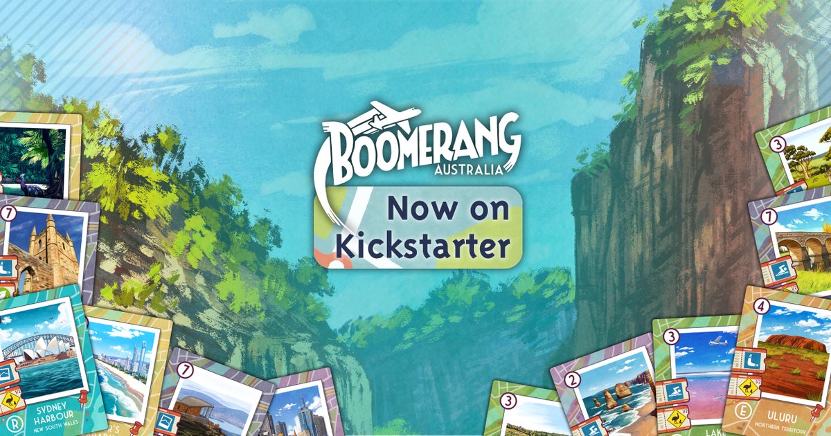#Boomerang Australia #Kickstarter campaign is live! 🇦🇺
Pledge now ➡️bit.ly/BoomerangIsBack
👉 You can choose to discover the original but redesigned game.
👉 Or just the 2 new games 😉
👉 Or you can go for a World Tour, and get the all package with the 3 games included!