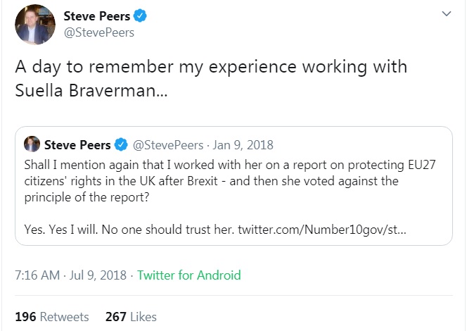 I feel a thread coming on, about Suella Braverman's incompetence and disingenuity.Starting with  @StevePeers's experience of working with her. If someone can manage to annoy Steve, and make him badmouth them, there really must be something wrong with them!