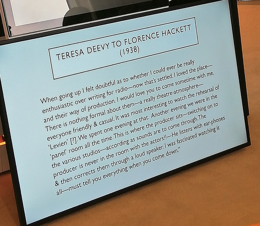 IWWNetwork's tweet image. From the archives - Teresa Deevy on writing for radio in her letter to Florence Hackett from @Bloomily lecture 

#irishStudies #WritingForRadio