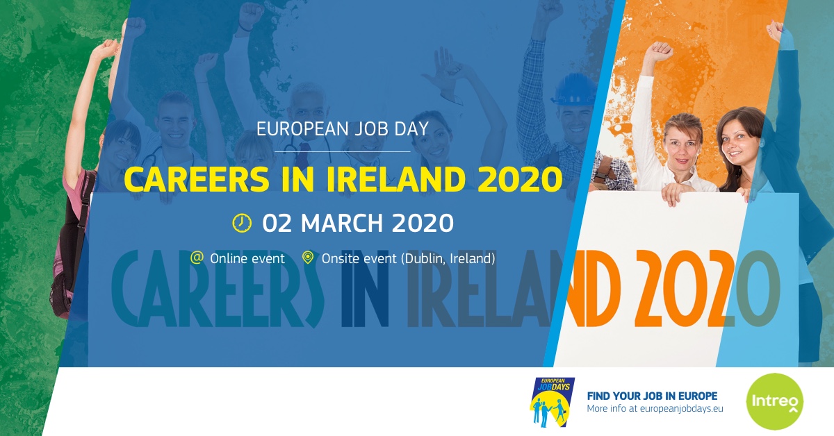 EURESIreland's tweet photo. In Ireland there are many jobs in lots of different sectors waiting for you!

Join our Careers in Ireland 2020 online job fair on 2nd March to find and apply for jobs and chat with employers and EURES Advisers.

For more information➡️ https://t.co/ARdjdOdFy4 
#jobsweek2020 https://t.co/uq50LLtZ3I