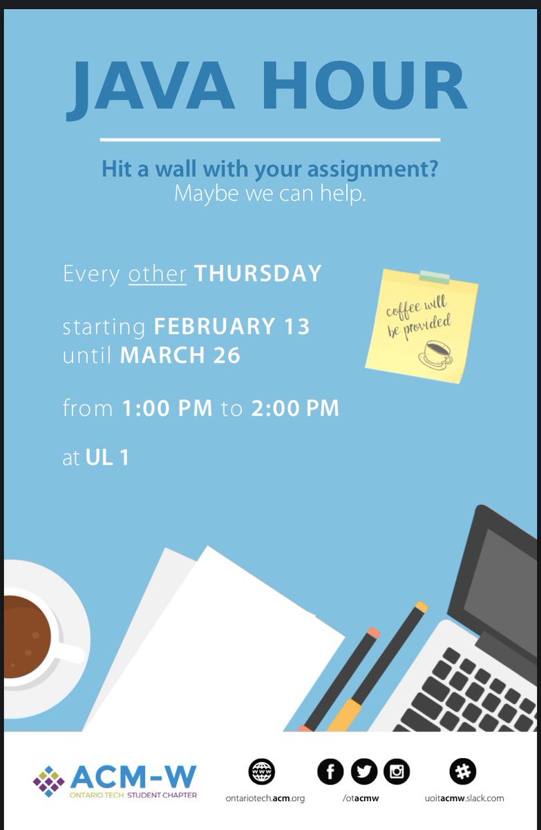 otacmw's tweet photo. Don’t forget! Java hour is today so come on by. https://t.co/WttGqjFmrj