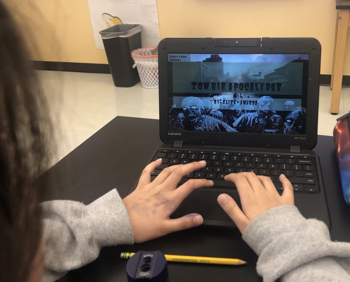 My 6th Grade Students Finishing Their Geography Zombie Apocalypse Projects. Social Studies is Fun #MPMiddle #spongempms