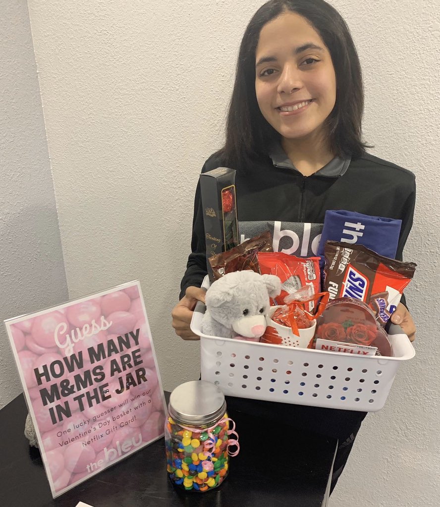 betteratbleu's tweet photo. Visit the office or comment your guess for how many M&Ms are in the jar for a chance to win our V-Day basket! 💙 The winner will be announced tomorrow at noon 🏆 #BettetAtBleu #TheBleu #CCSU https://t.co/0TI70zVAGW