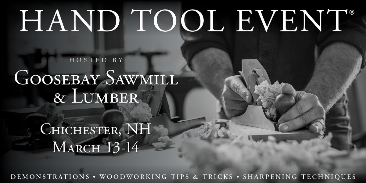 lienielsen's tweet photo. Lie-Nielsen Hand Tool Event March 13-14 at Goosebay Sawmill &amp; Lumber in Chichester, NH!  
https://t.co/e9LwXLlHhw https://t.co/mI43AmnuN2