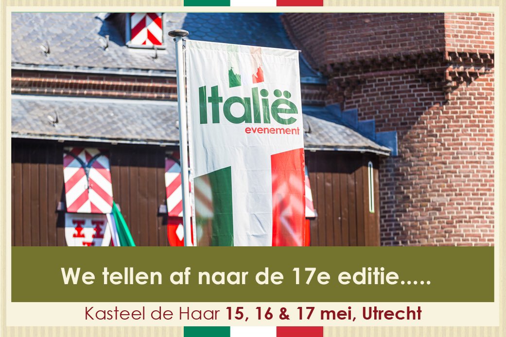 Kom in mei a.s. genieten van het ultieme 'il dolce far niente' gevoel tijdens Het Italië Evenement in de prachtige tuinen van <a href="/kasteeldehaar/">Kasteel de Haar</a>. 
Kosten toegangstickets t/m 29/2 € 13,98,- p/s. Per 1/3 a.s. gaat de ticketprijs omhoog. Bestel nu je ticket via: italieevenement.nl/tickets/
