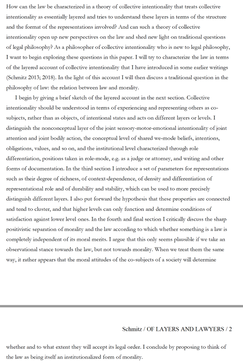 Modemichael's tweet photo. New paper & new topic for me: philosophy of law, approached from a collective intentionality perspective. Shapes up to be a lively new field.
#collint
Thanks to @Extranjer0 and @rachaelmellin for asking me to contribute to their forthcoming volume!
https://t.co/zaBC3cT9Vh https://t.co/0etgjyRlus