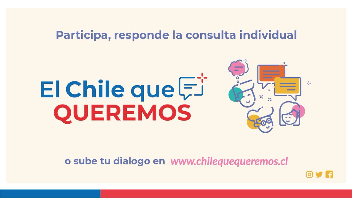 Estamos muy contentos con la participación de más de 100.000 personas en la construcción de la hoja de ruta social de #ElChilequeQueremos. Aún puedes sumarte armando un diálogo ciudadano junto a tu comunidad o respondiendo la consulta individual en chilequequeremos.cl 🇨🇱🤝📣