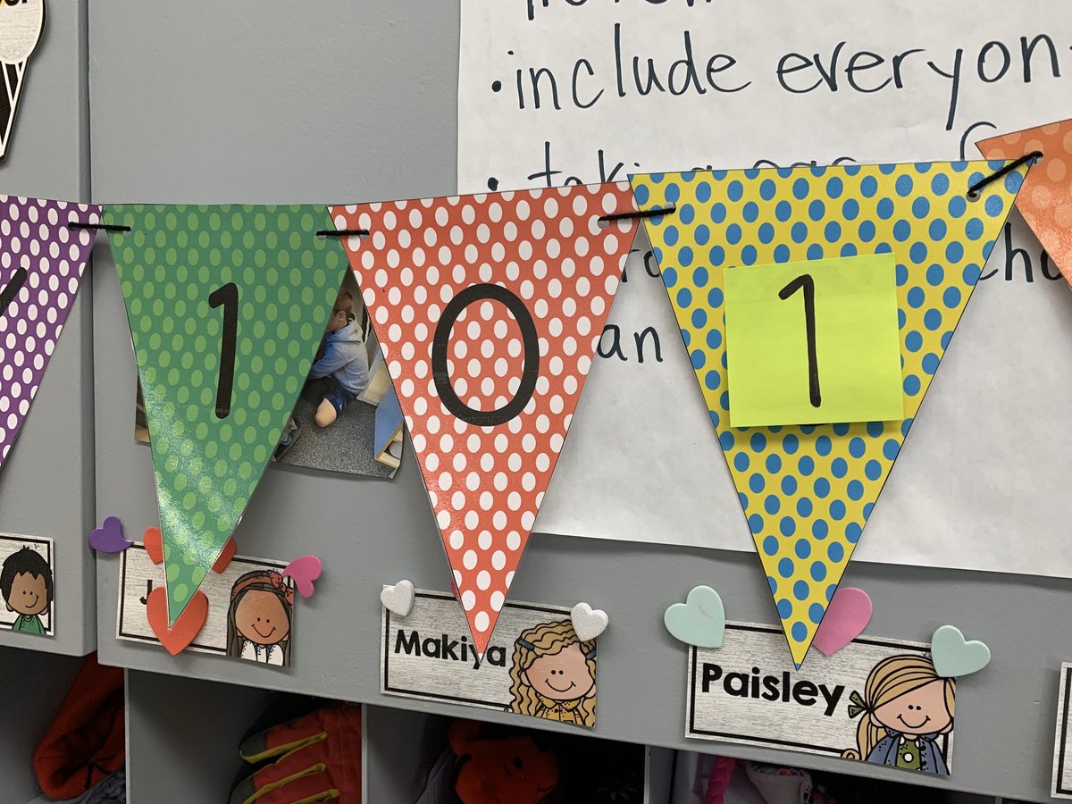 mrsrossgrade1's tweet photo. When you’re too busy to take down the 100 day decorations, you improvise! #101thdayofschool #BengalsLearn #hsdlearns @BlumenortHSD https://t.co/bTcejhkn0v