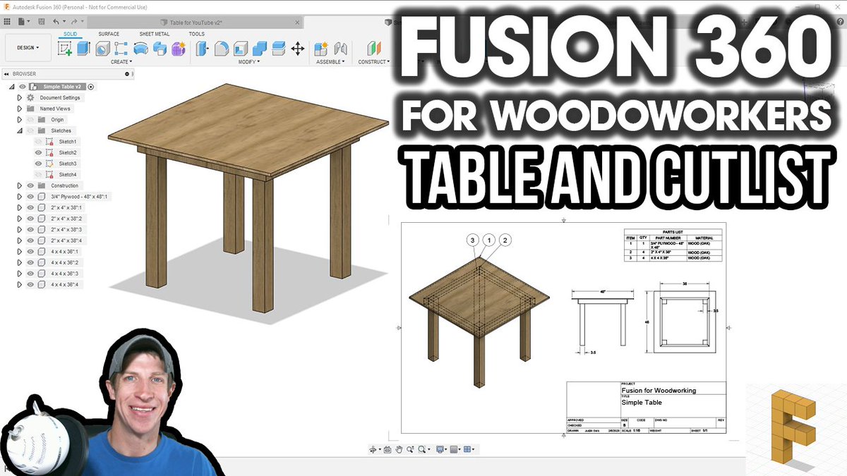 FusionTutorials's tweet image. One of the cool things about using #Fusion360 for woodworking models is that it can allow you to quickly create drawings and cutlists from your models! Learn how to set your model up for cutlist generation here! thefusionessentials.com/modeling-a-tab…