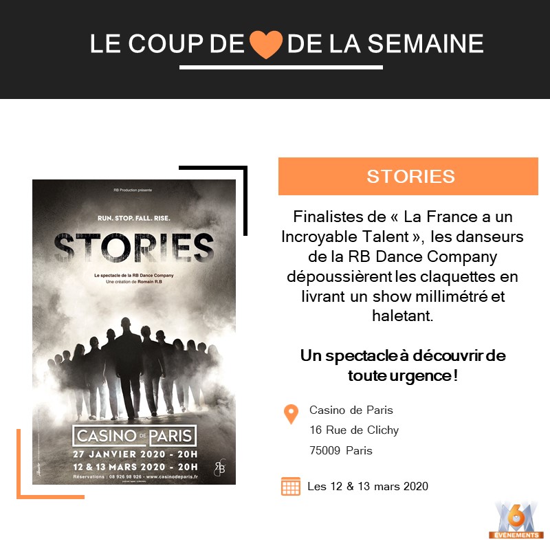 Le coup de ❤️ de la semaine !

Découvrez #Stories de la @RBDanceCompany2 les 12 &amp; 13 mars au <a href="/leCasinodeParis/">Casino de Paris</a> ! ✨

Infos et Résa : ticketmaster.fr/fr/resultat/id…