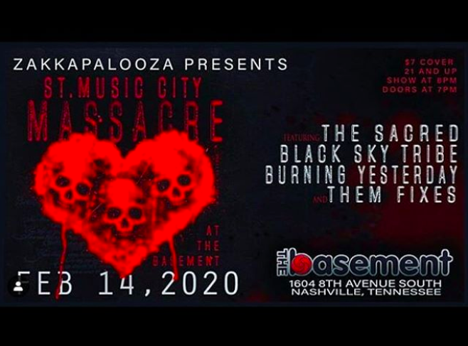 TheBasementNash's tweet photo. TONIGHT | The Sacred, @blackskytribe, Burning Yesterday, @ThemFixes | 9:00P | $7 https://t.co/DdsnR0zRKC