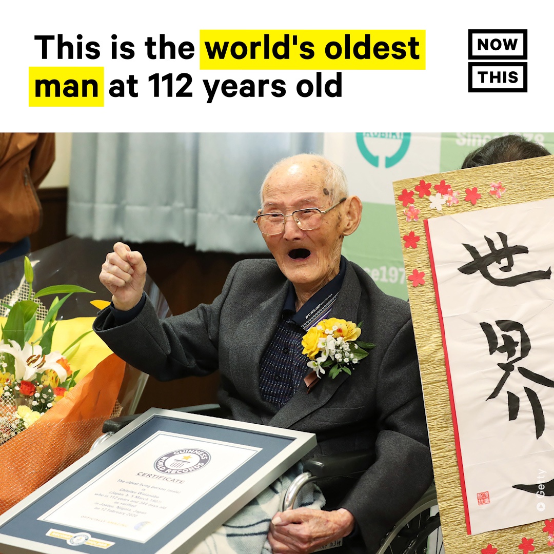 112-year-old Chitetsu Watanabe is now the world’s oldest living man, per the Guinness World Records. Watanabe was born March 5, 1907 in Niigata, Japan, he fought in WWII, and grew produce until he was 104. His longevity secret? To ‘not get angry and keep a smile on your face.’