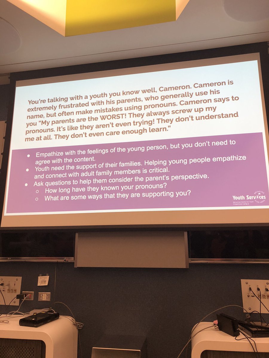ya_forum's tweet photo. Another scenario that we can seriously think through! It’s important to validate feelings while also being respectful of family, as LGBTQ+ people with supportive family fare better than those without. #YASFlive https://t.co/tZMCbnUp1a