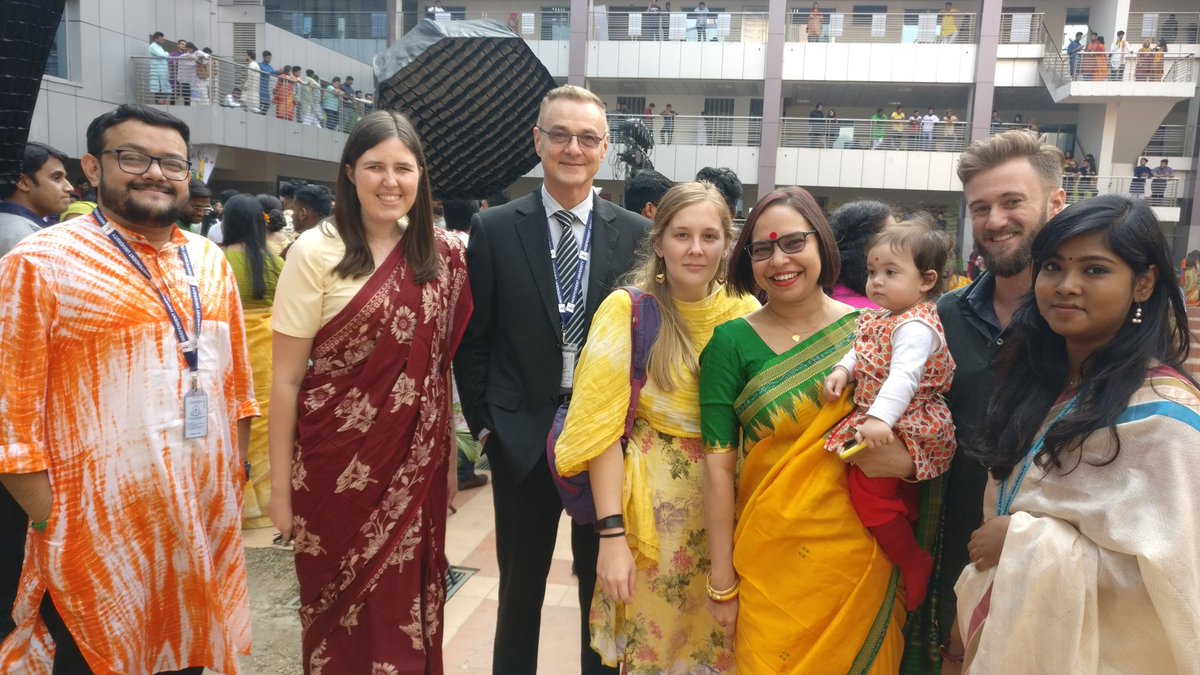 Bli_Iub's tweet photo. A fraction of BLI Spring 2020 students with Vice Chancellor @mpagon1 during Boshonto Boron Uthshob 1426. 
@iubedu #BanglaLanguage #boshontouthshob https://t.co/nANs3ighej