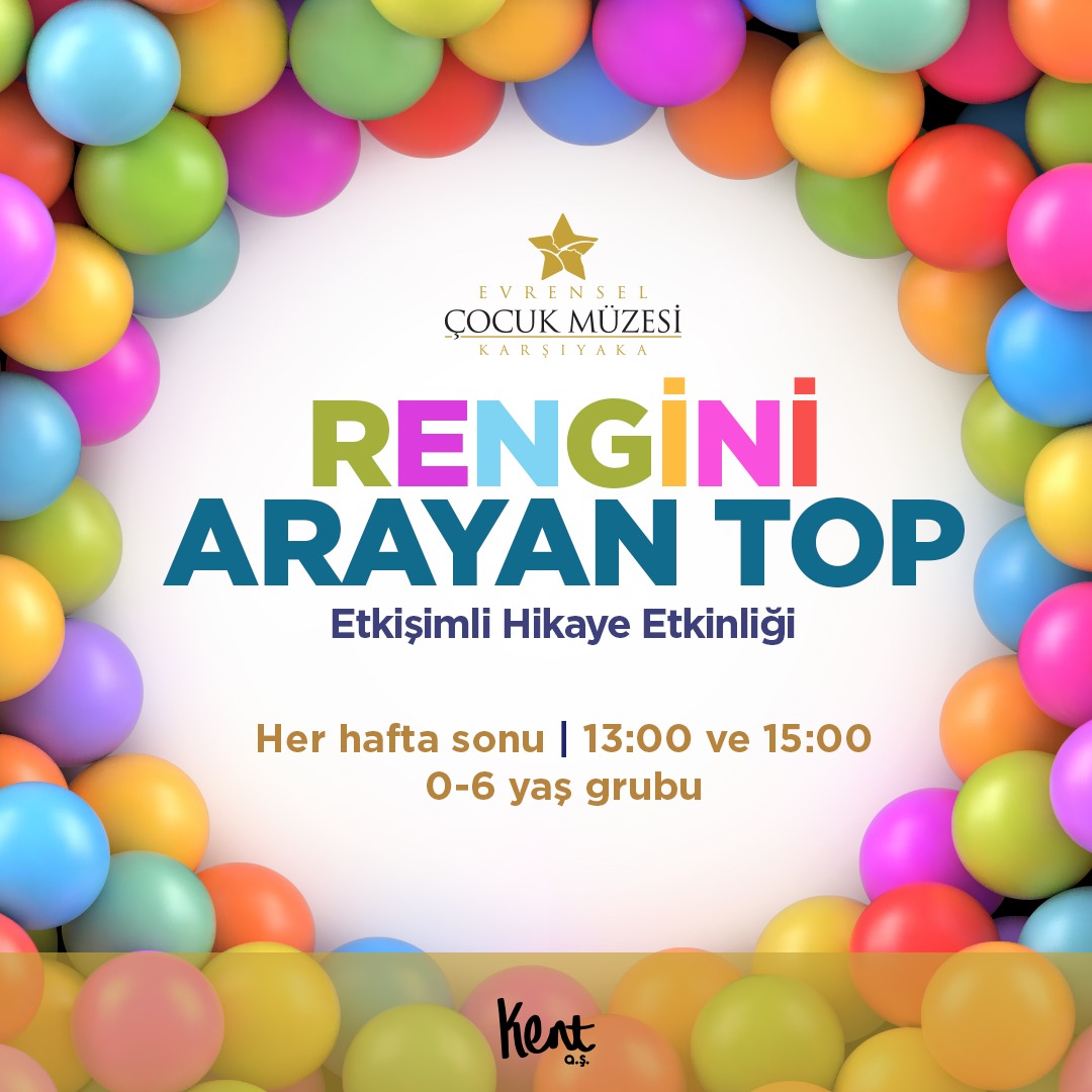 evrenselcocuk's tweet photo. Çocuğunuz bu hikayeyi sadece dinlemeyecek, içinde yer alacak! Çocukların içerisinde olduğu etkileşimli hikaye "Rengini Arayan Top" her hafta sonu saat 13:00 ve 15:00'te 0-6 yaş arasındaki katılımcıları bekliyor

Gişeden etkinlik için kayıt yaptırabilirsiniz
#ÇocukMüzesi #Etkinlik https://t.co/Jtx3Je5zTr